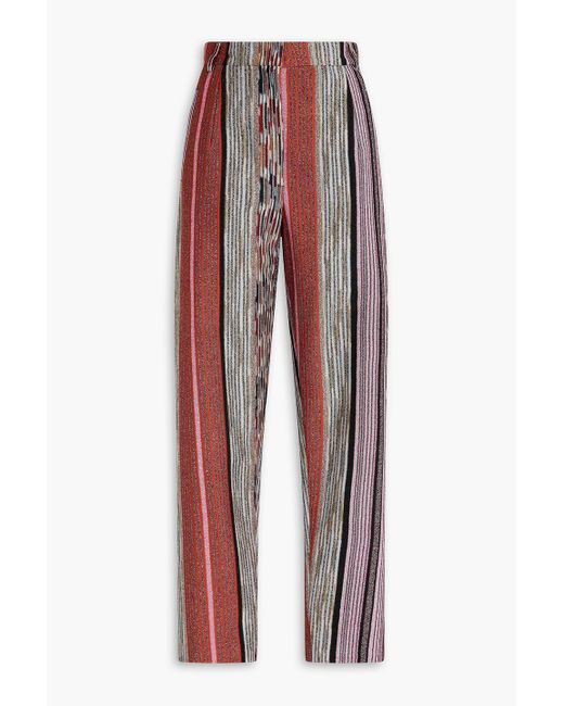Missoni Metallic Striped Crochet-knit Tapered Pants