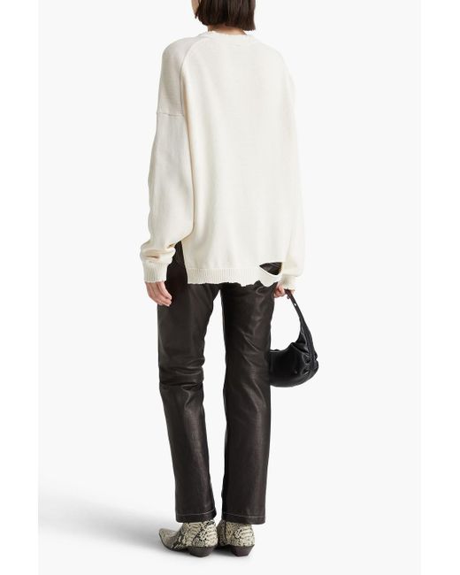 Helmut Lang White Pullover aus einer baumwollmischung in distressed-optik