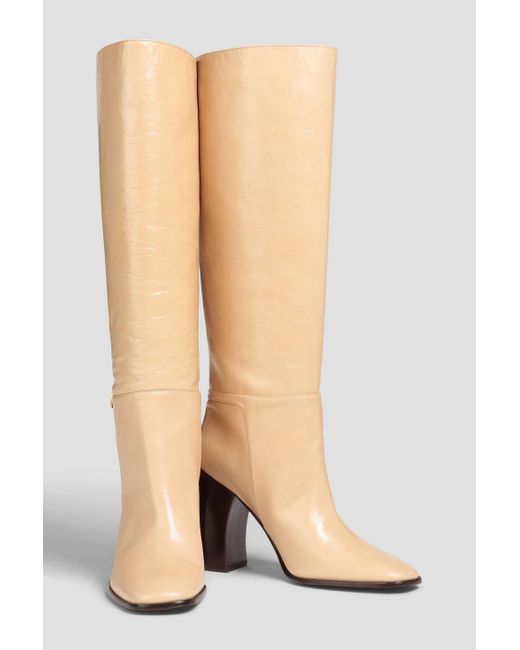 Tory Burch White Buckled Pebbled-leather Boots