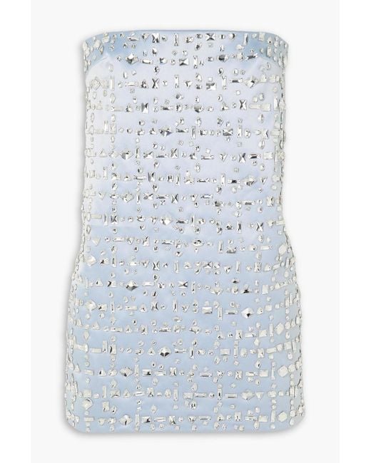 16Arlington Blue Blaise Strapless Crystal-embellished Satin Mini Dress