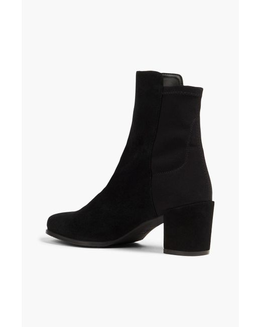 Stuart Weitzman Black Suede And Stretch-jersey Ankle Boots