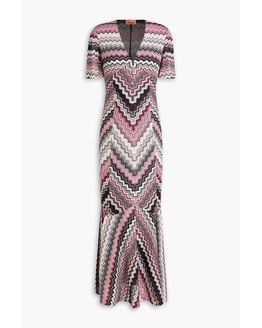 Missoni Purple Metallic Crochet-Knit Maxi Dress