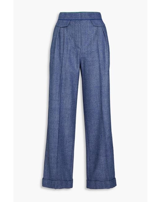 Giorgio Armani Blue Hose mit weitem bein aus twill aus einer wollmischung