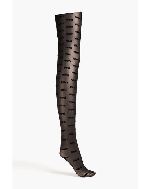 Versace Black Galaxy Flocked Tights