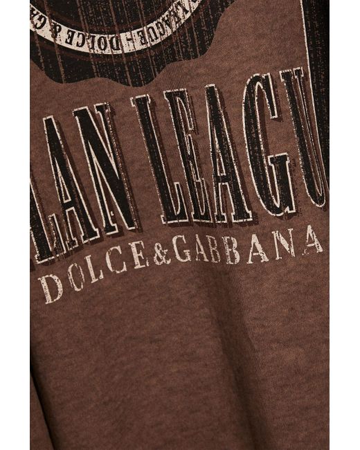 Dolce & Gabbana Brown Distressed Printed Cotton-jersey T-shirt for men