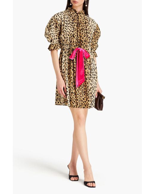 Valentino Garavani Multicolor Leopard-print Silk Crepe De Chine Mini Dress