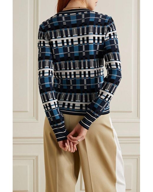 Partow Blue Kai Silk And Wool-blend Jacquard Sweater