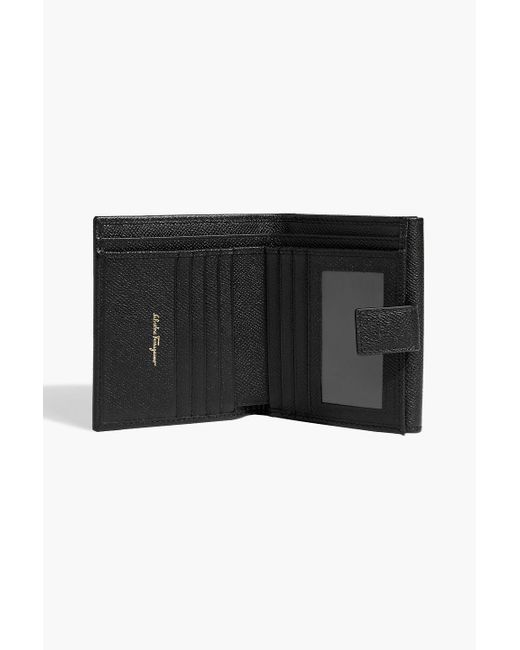 Ferragamo Black Gancini Pebbled-Leather Wallet