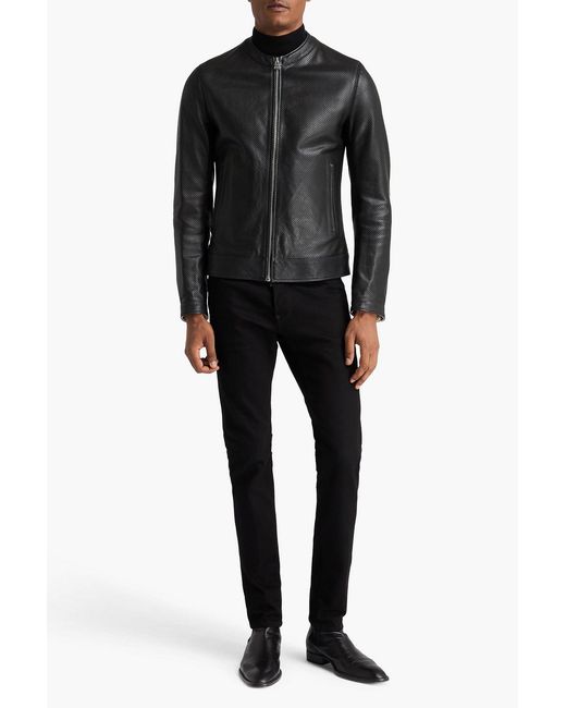 Dolce & Gabbana Black Leather Biker Jacket for men