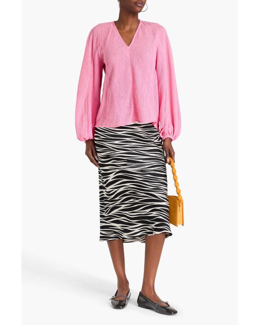 Stine Goya Pink Ida Crinkled Lyocell-Blend Blouse