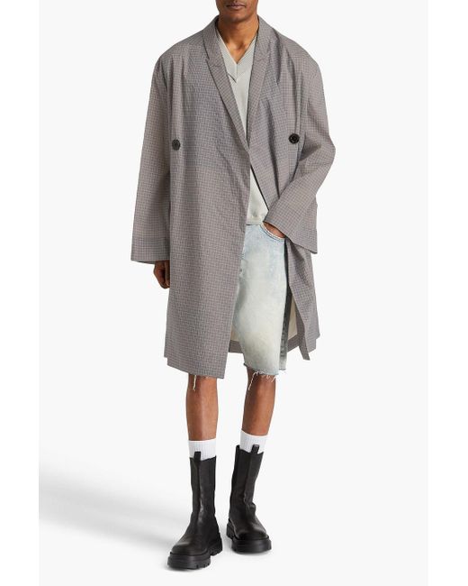 Rick Owens Gray Double-breasted Ripstop Coat for men