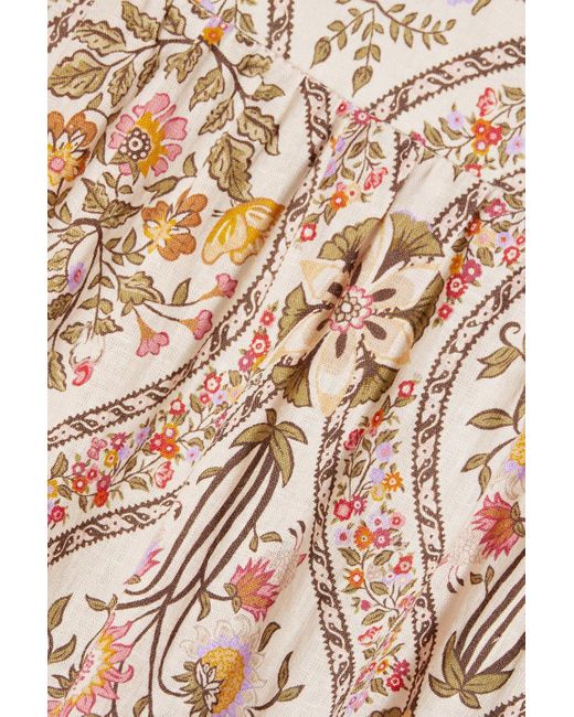 10 Crosby Derek Lam Natural Timothea Tiered Printed Linen-blend Midi Dress
