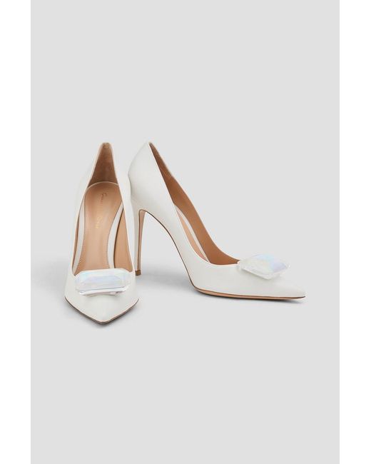 Gianvito Rossi White Jaipur Embellished Leather Pumps