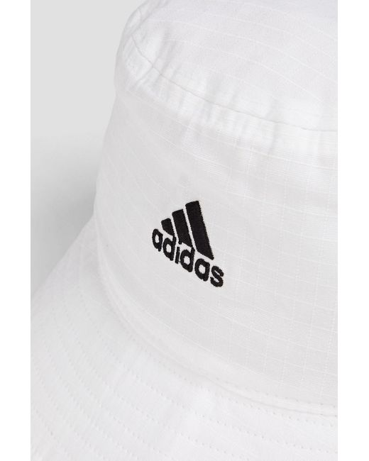 Adidas Originals White Embroidered Ripstop Bucket Hat for men