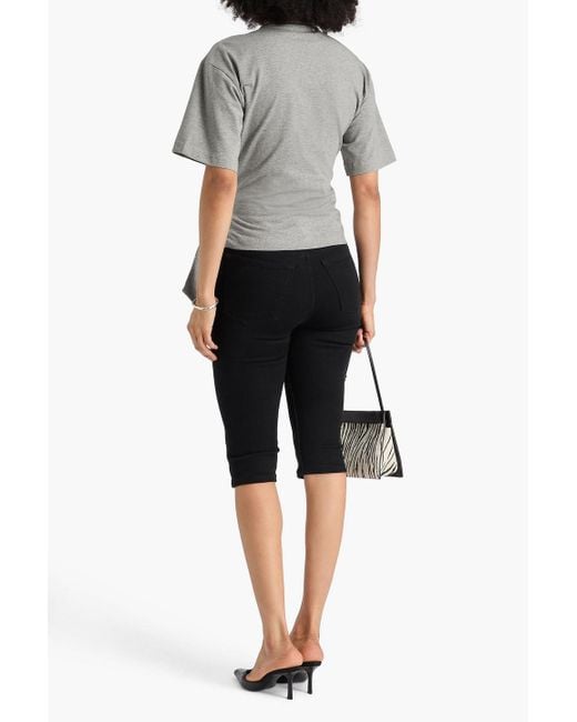 Jonathan Simkhai Gray Wrap-Effect Cotton-Blend Jersey Top