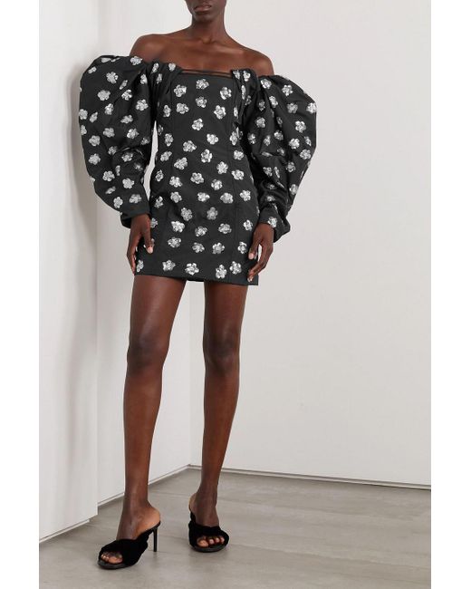 Jacquemus Black Sequin-Embellished Taffeta Mini Dress