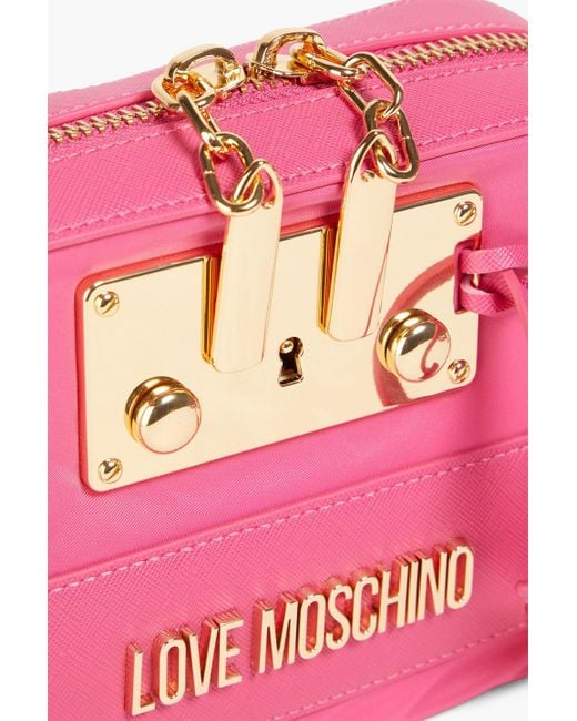 Love Moschino Pink Schultertasche aus strukturiertem kunstleder und shell