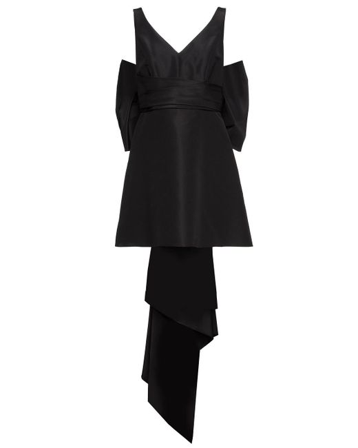 Carolina Herrera Black Bow-embellished Silk-faille Mini Dress