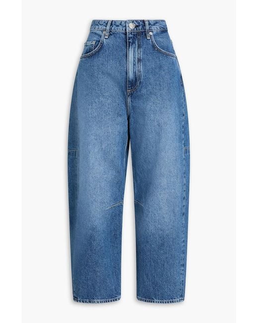 Rag & Bone Blue Charlie Ankle High-Rise Barrel-Leg Jeans