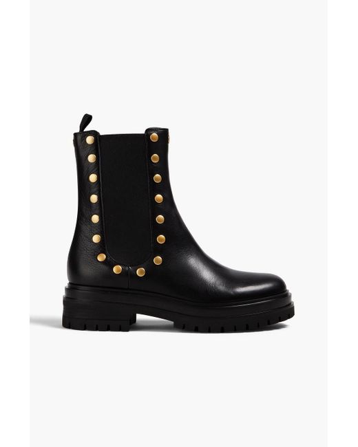 Gianvito Rossi Black Russel Studded Leather Chelsea Boots