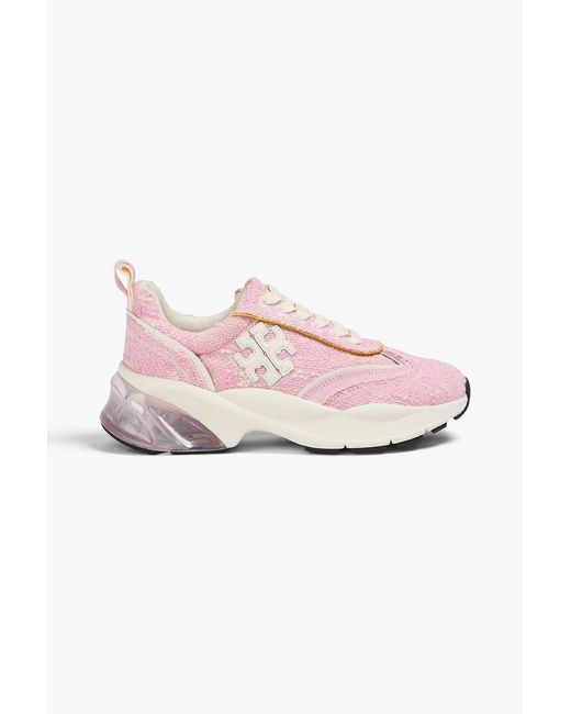 Tory Burch Pink Good Luck Tweed Sneakers