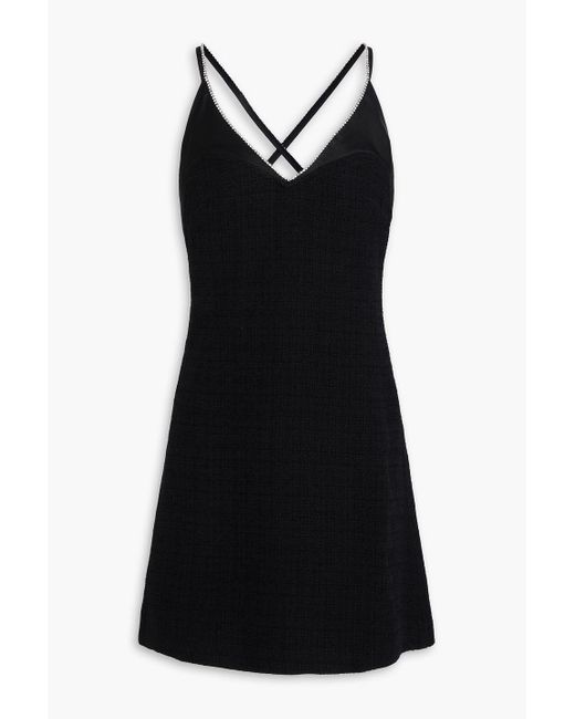 Sandro Black Crystal-embellished Tweed Mini Dress