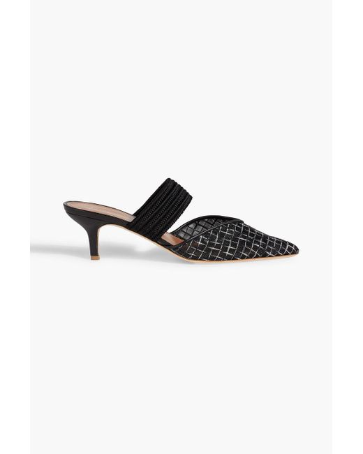 Malone Souliers Black Maisie 45 Cord-trimmed Mesh Mules