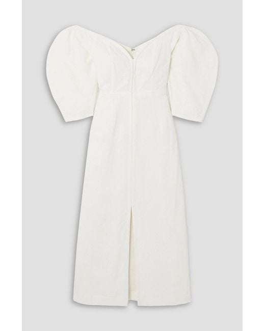 Mara Hoffman White Leonara schulterfreies midikleid aus einer TM-, lyocell-leinenmischung