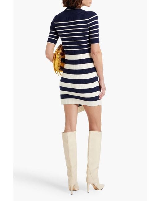 Jonathan Simkhai Blue Noah Striped Ribbed Wool-Blend Mini Dress