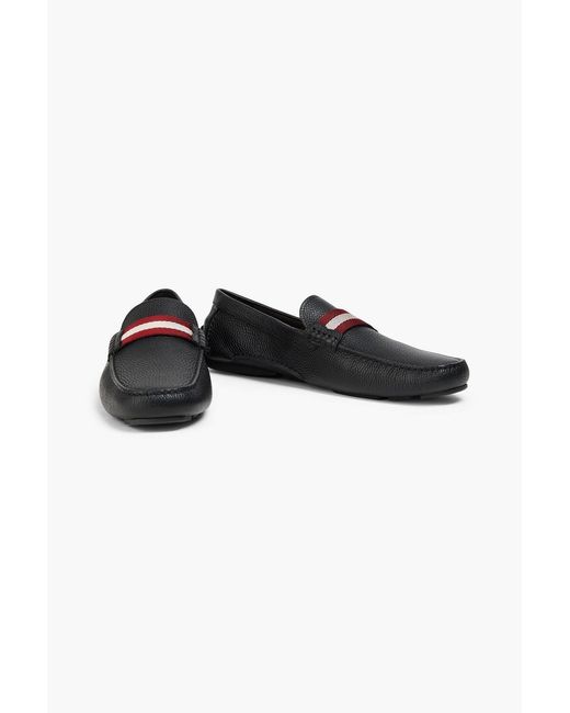 Bally Black Perthy Pebbled-Leather Driving Shoes for men