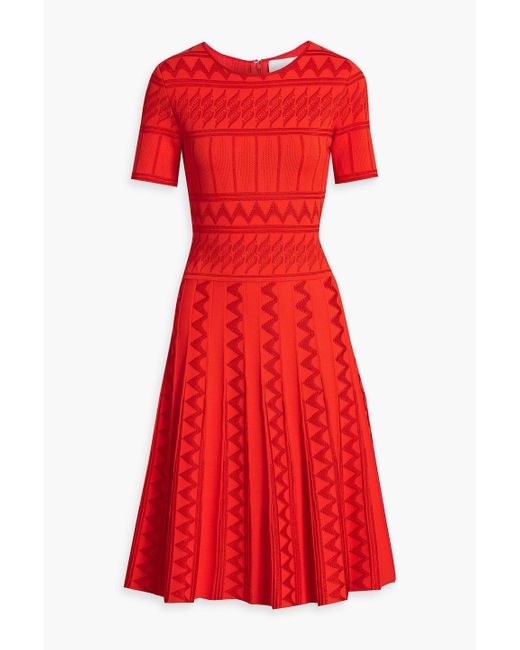 Carolina Herrera Red Pointelle-knit Dress