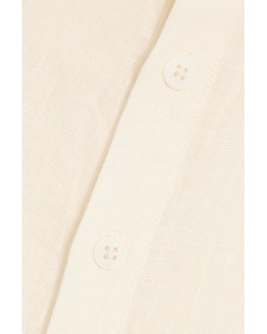 Onia Hemd aus leinen mit henley-kragen in White für Herren
