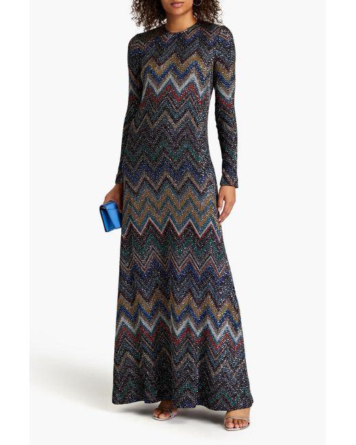 m missoni metallic crochet knit maxi dress Mare open-back metallic crochet-knit maxi dress - gold