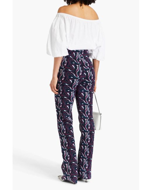Emilio Pucci Blue Jacquard-knit Bootcut Pants