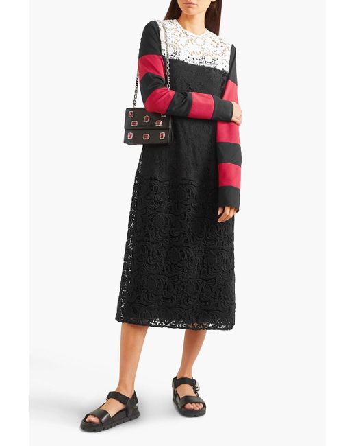 Prada Color-block Guipure Lace-paneled Jersey Midi Dress in Black | Lyst Canada Prada Color-block Guipure Lace-paneled Jersey Midi Dress in Black | Lyst Canada
