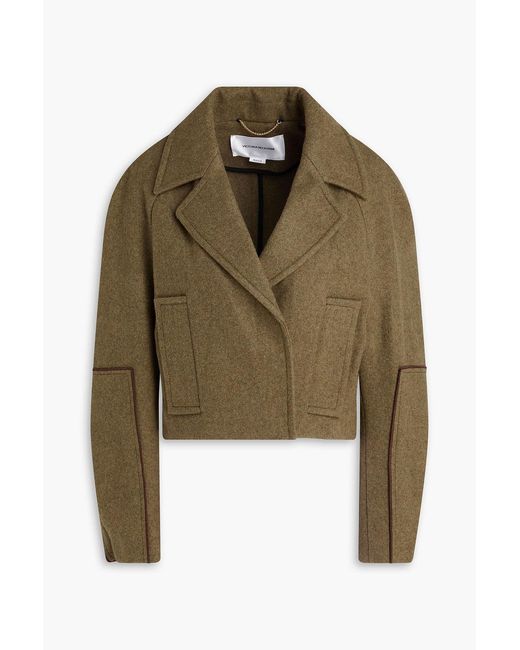 Victoria Beckham Green Merino Wool Coat