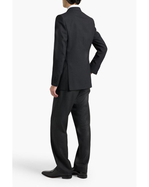 Dunhill Black Double-Breasted Woven Blazer for men