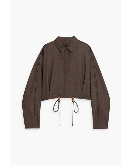 LE17SEPTEMBRE Brown Cropped Wool-Blend Flannel Shirt