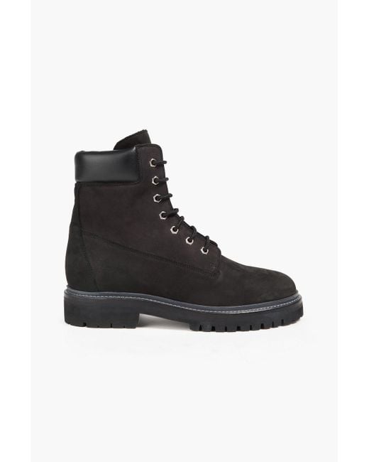 LEGRES Black Nubuck Combat Boots