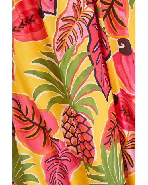 Farm Rio White Bow-detailed Printed Cotton-mousseline Maxi Dress