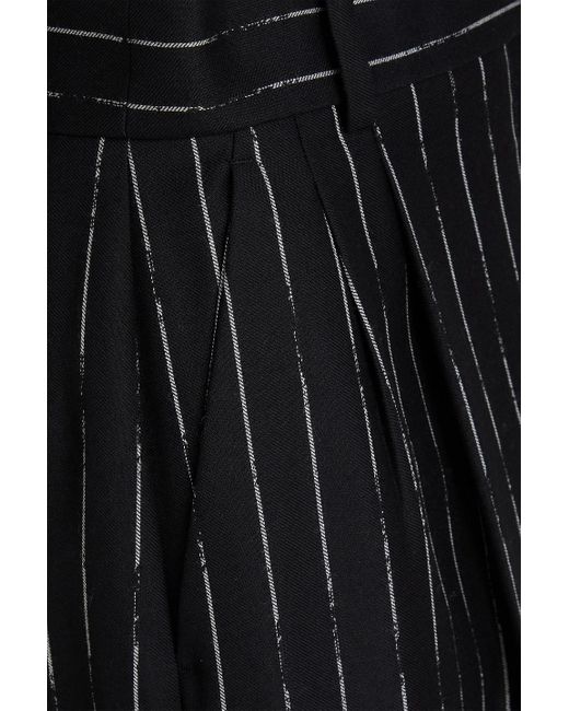 Alexander McQueen Black Hose mit weitem bein aus woll-twill mit nadelstreifen
