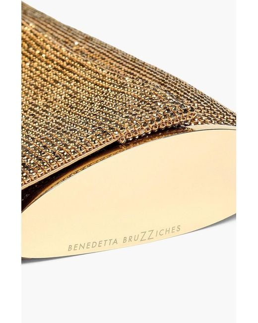 Benedetta Bruzziches Metallic Kate Crystal-Embellished Silk-Satin Clutch