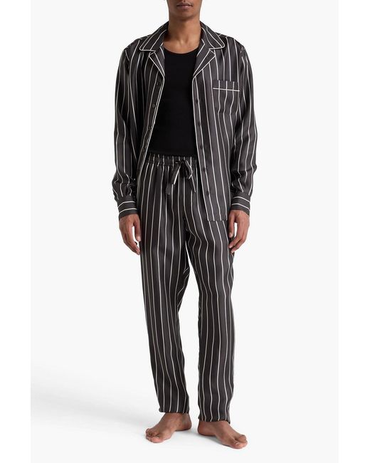 Dolce & Gabbana Pyjama-hose aus seiden-twill mit streifen in Black für Herren
