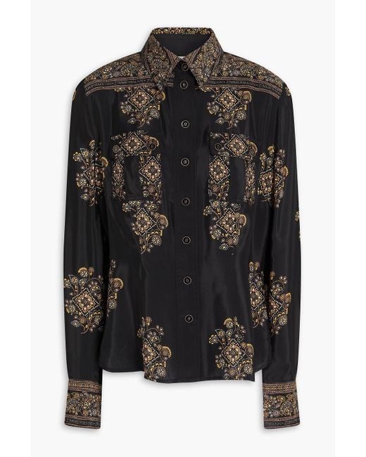 Zimmermann Black Printed Crepe De Chine Shirt