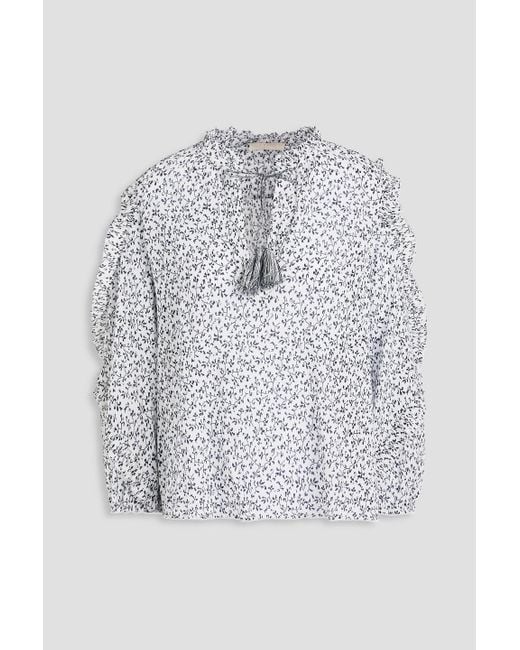 Ulla Johnson Gray Lillian Floral-print Cotton-crepon Blouse