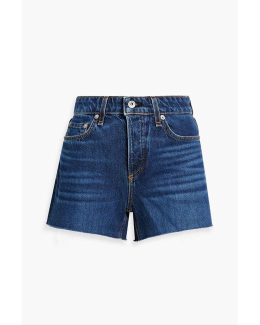 Rag & Bone Blue Dre Frayed Denim Shorts