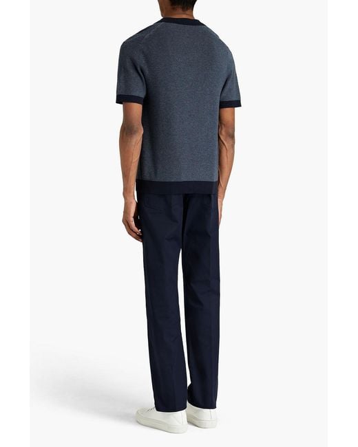 Vince Blue Cotton And Cashmere-Blend Polo Shirt for men