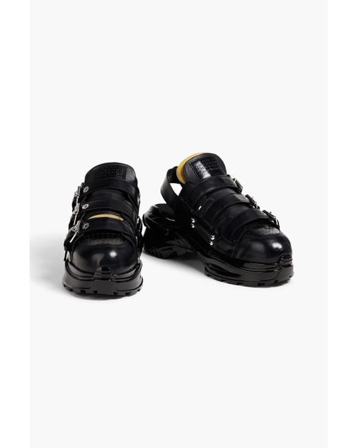 Maison Margiela Black Buckled Leather Sneakers for men