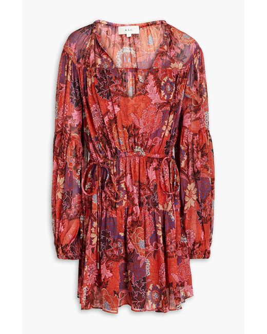 A.L.C. Red Elise Floral Mini Dress