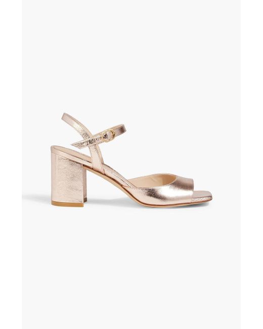 Stuart Weitzman Metallic Tia 75 Textured-Leather Sandals